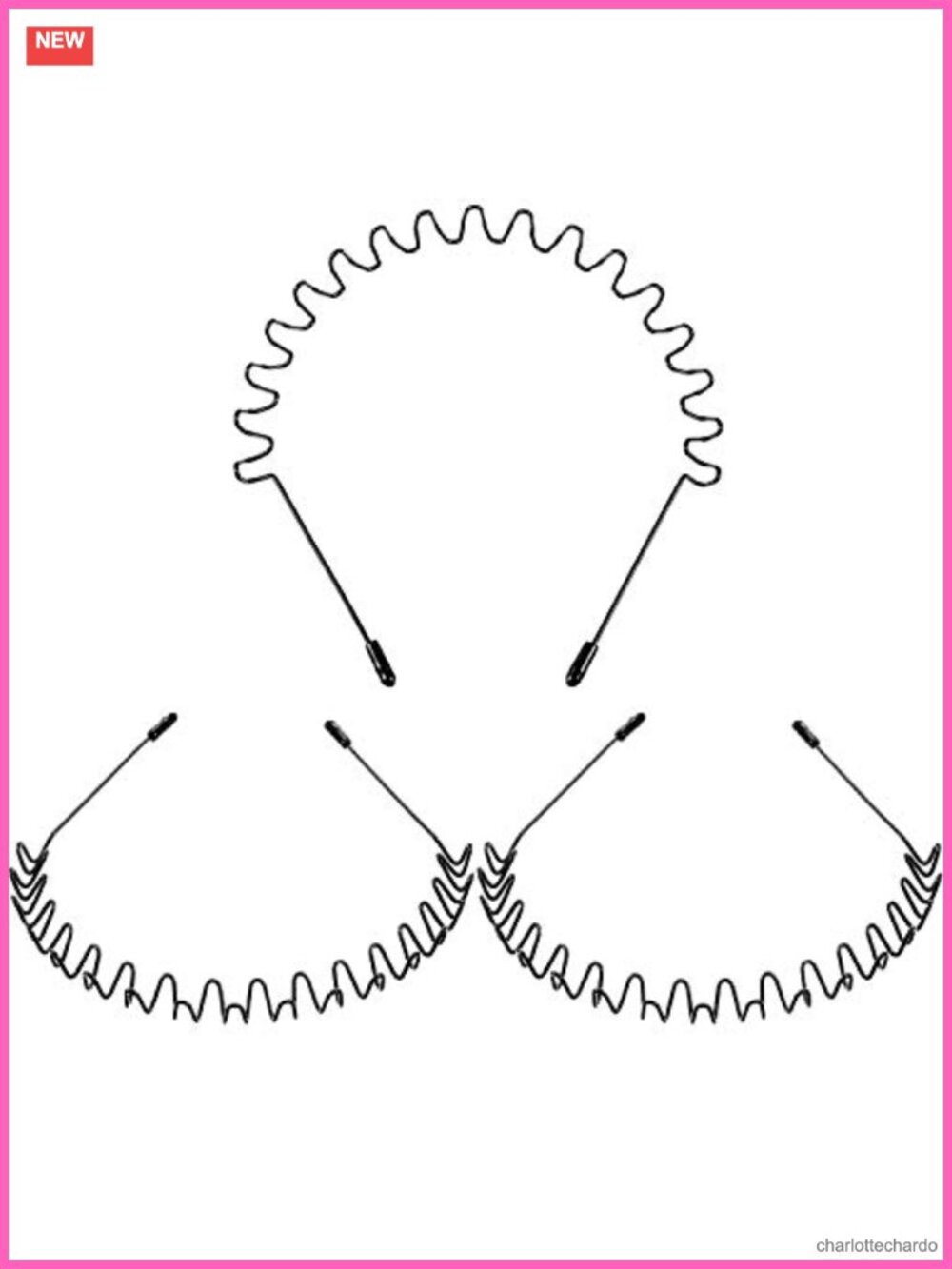 3 Pack Metal Headband Non Slip Wavy Spring Hair Accessories